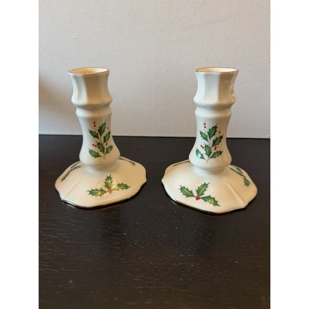 Lenox American by Design Candlesticks Pair‎ Christmas 4.5